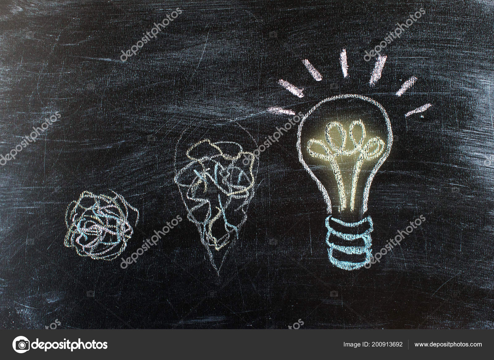 Chalkboard Chalk Drawing Hanging Light Bulb Bright Idea Blackboard